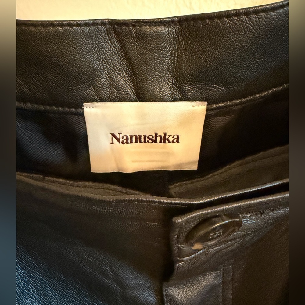 Nanushka Black Vegan Leather Full Length Trousers - Picture 6 of 9